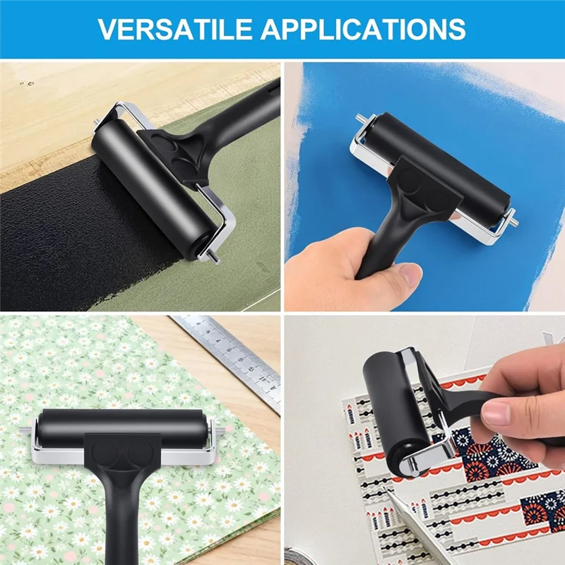 ABKO-2Pcs Hard Rubber Brayer Rollers (4 Inch And 2.2 Inch) For Printmaking,Ink Printing Gluing Application,Stamping,Wallpaper