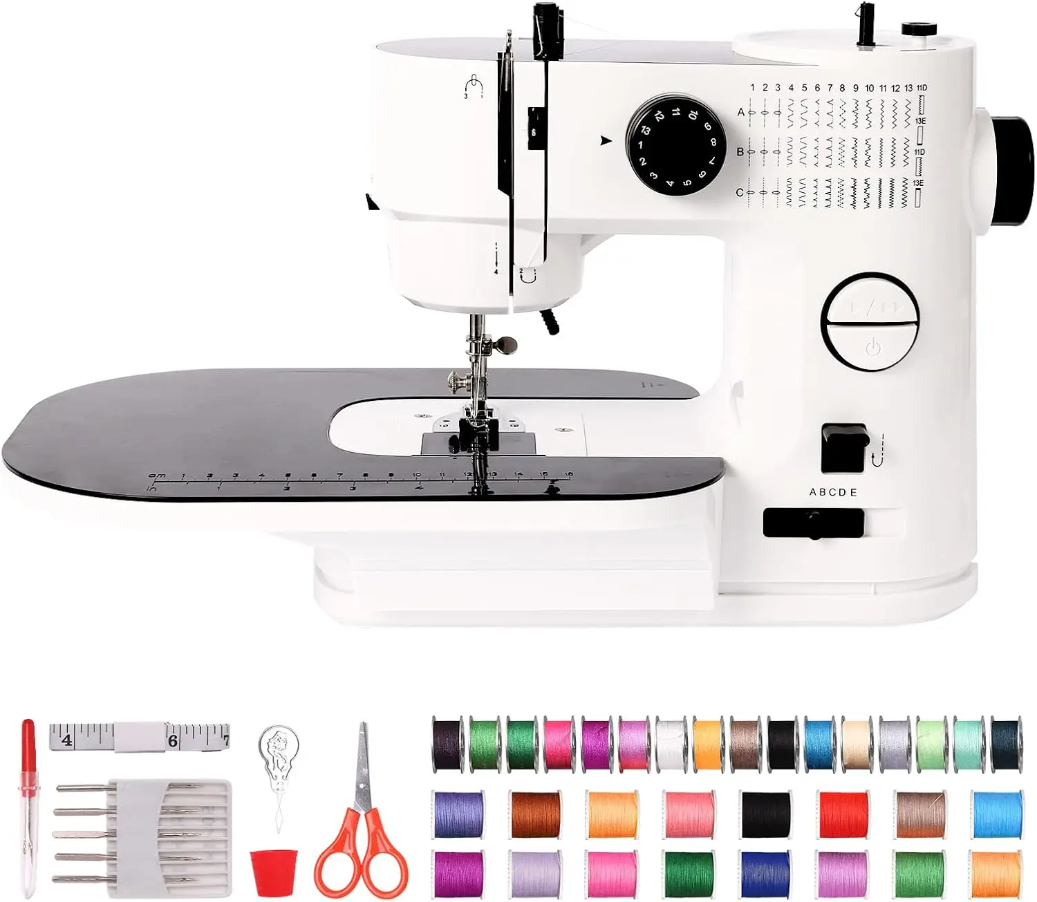 

Sewing Machine with 39 Stitches, Portable Electric for Beginners, Extension Table, Foot Pedal, Light