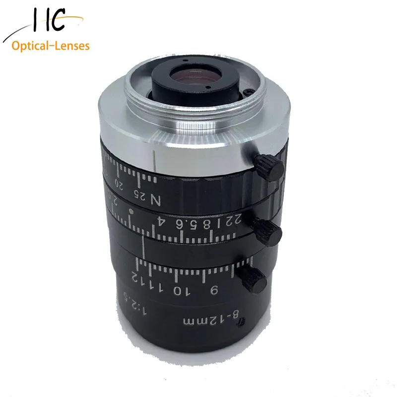 5.0 Mega Pixel CS-Mount 8-12mm 1/2.5'' Formato bassa distorsione FA/Machine Vision lenti a lunghezza varifocale F2.5 Iris manuale