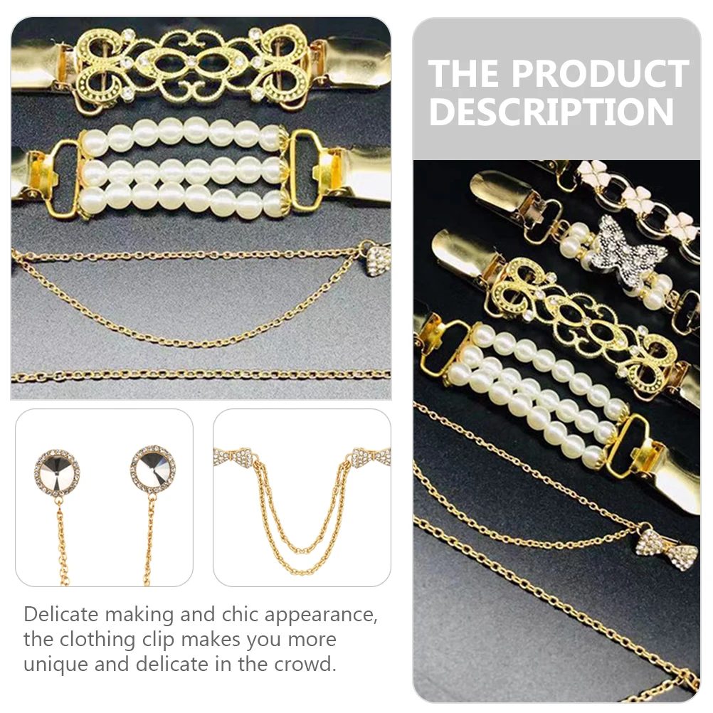 

6pcs Alloy Sweater Shawl Clasp Shirt Brooch Clothing Fixing Clip For Dress Scarf Cardigan Dresses Tightening Clip