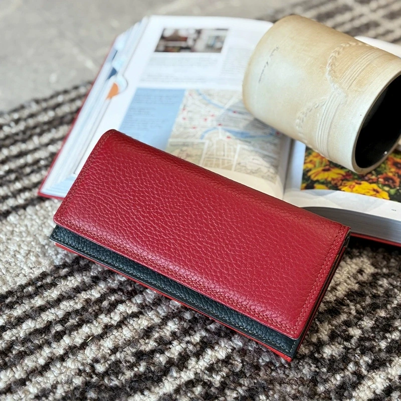 Long Genuine Leather Purse Women Coins and Cards Soft Real Cow Leather Wallet 2026 New Ladies Card Holder Clutch Bag