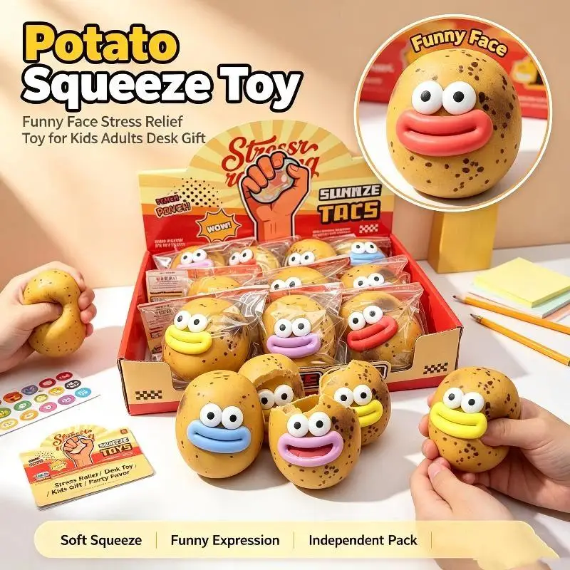 Cheese Potato Shaped Squeezable Toy Soft Slow Rebound Stress Relief Toy for Kids Adults Desk Decor