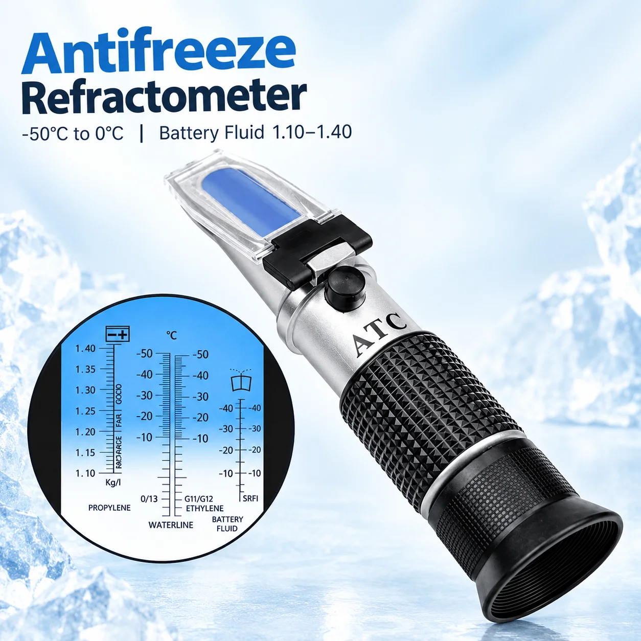 4 in 1 Car Antifreez Refractometer Gauge Automotive Battery Fluid Engine Coolant Glass Freezing Point Water Tester