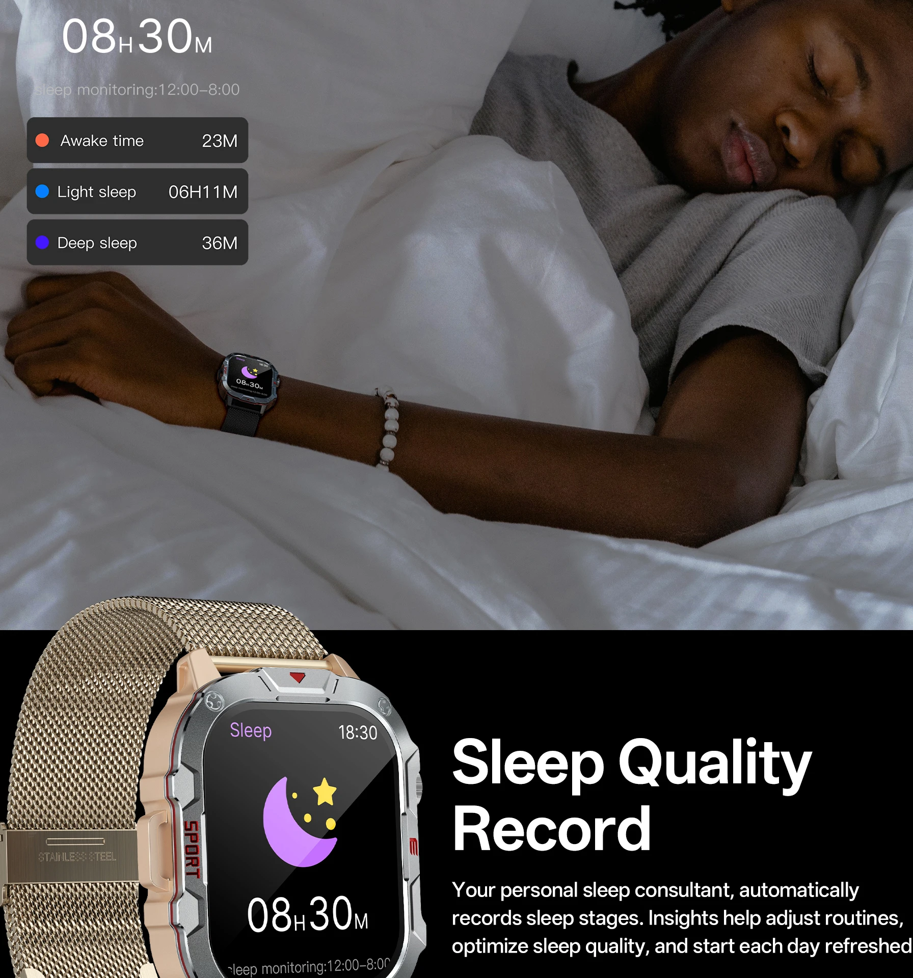 2025 Новый светодиодный фонарик для улицы, спортивные водонепроницаемые часы с тремя доказательствами, 2,19-дюймовый большой экран, голосовой помощник, Bluetooth-вызов