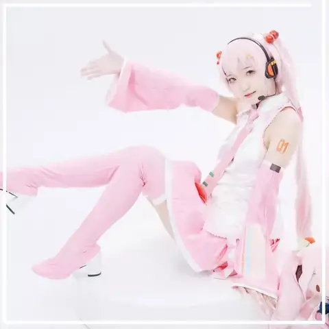 Costume de Cosplay Rose pour Fille, Performance Imbibée Cos Imbibée Hatsune ku, C Régulier, Perruque Imbibée, Sakura de Printemps