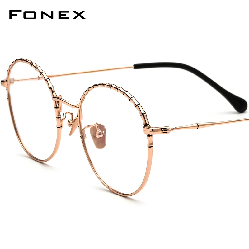 

FONEX Titanium Glasses Frame Women Retro Round Eyeglasses Men 2022 New Vintage Korean Eyewear 983