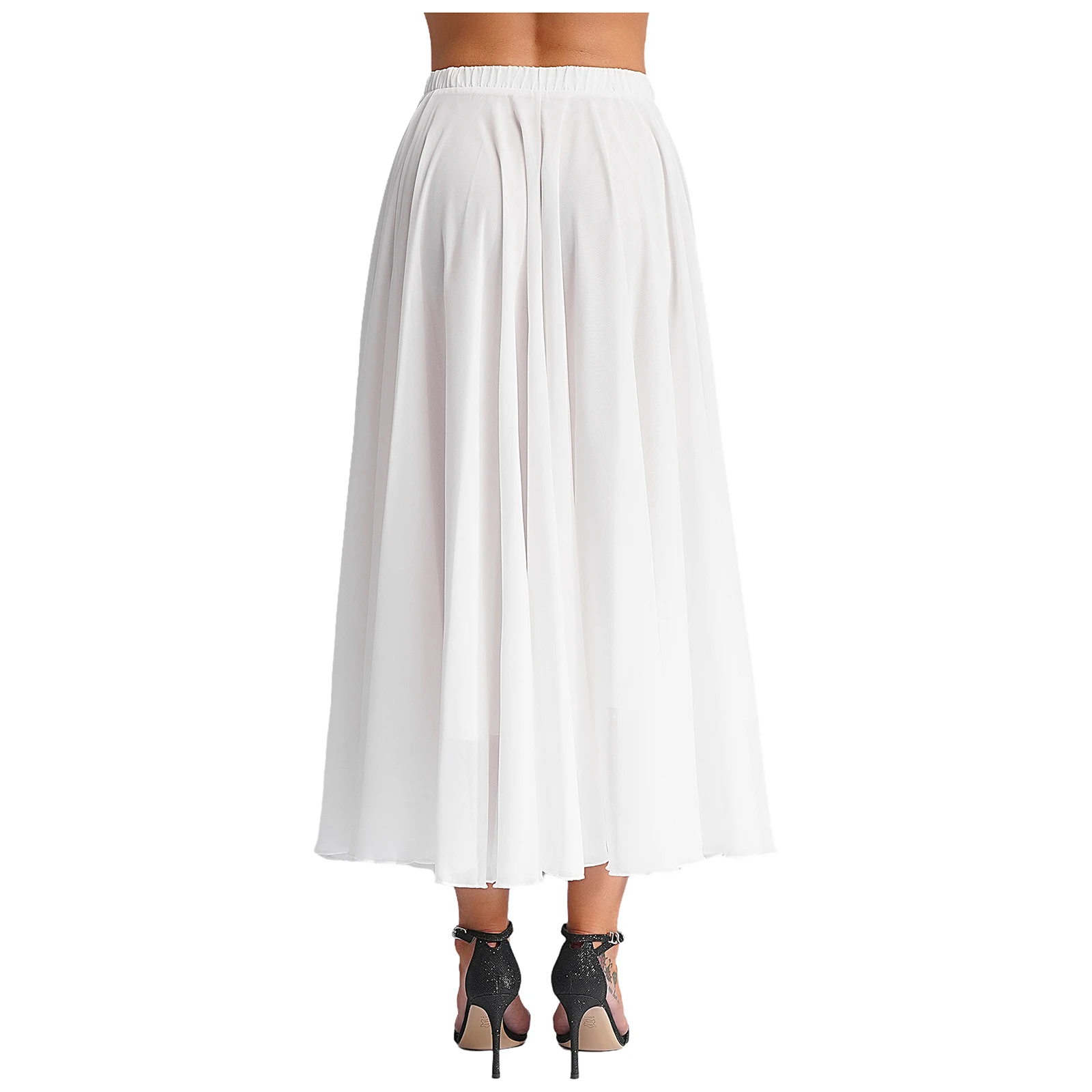 Jupe de danse flamenco en mousseline de soie pour femmes, jupe longue, tenue d'entraînement de séparés euse, jupe de style chinois, grand ourlet, robe de document solide, Louvain, 720