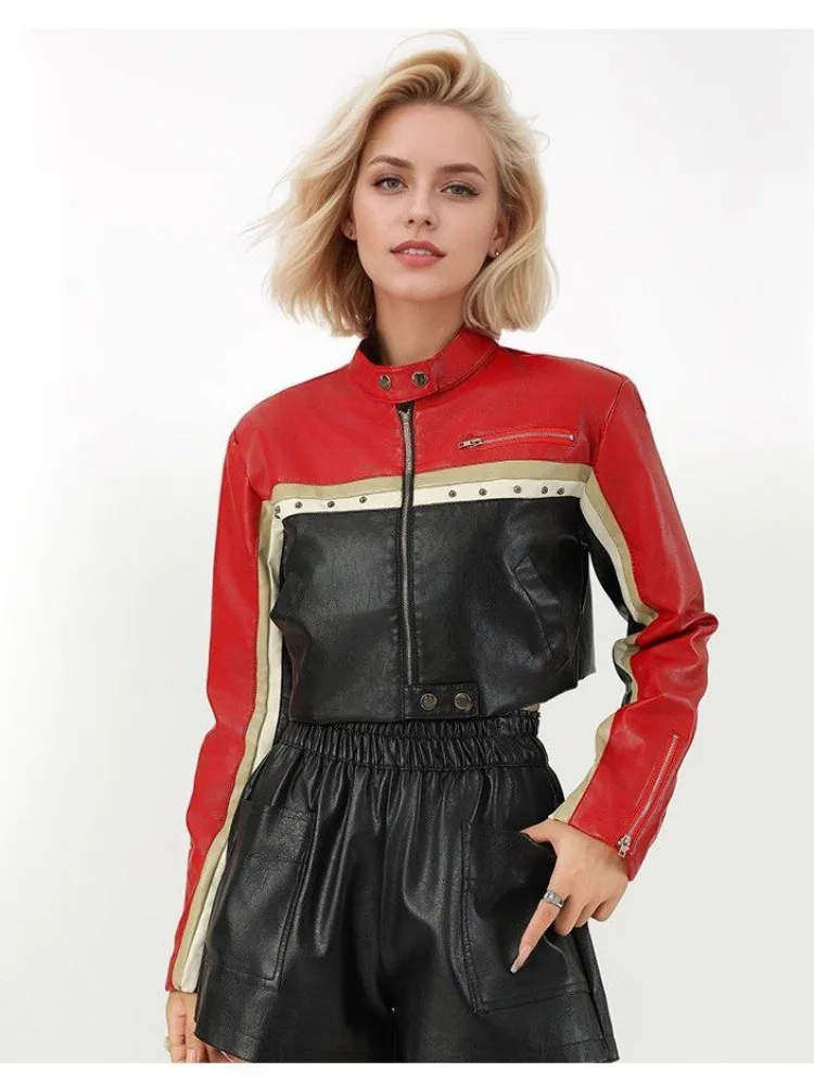 

Байкерские куртки Женская куртка Японский джинсовый граффити Потертый необработанный подол Хип-хоп Хип-хоп Подкультуры Острый Молодежный Весна Осень ПР