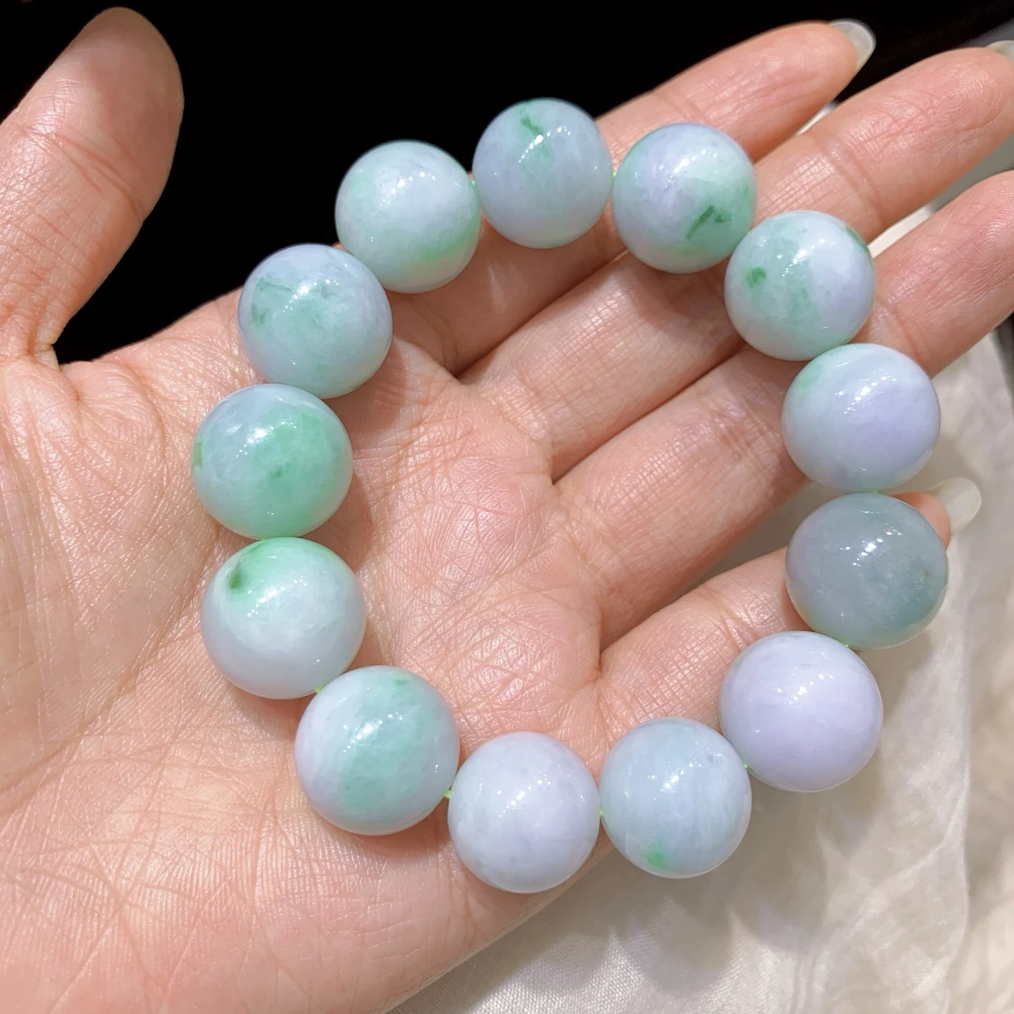 

Natural Green Jade A Round Beads Bracelet Pendant 17mm Women Natural Gemstone Rare Jade A Crystal AAAAAA