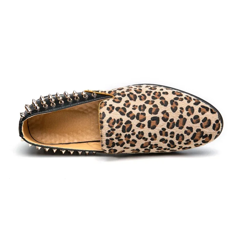 Mens Luxury Big Size 38-48 Leopard Print Formal Dress Shoes Pointed Top Evening Party Shoes for Men Stylish Boy Yellow Sneakers image 4