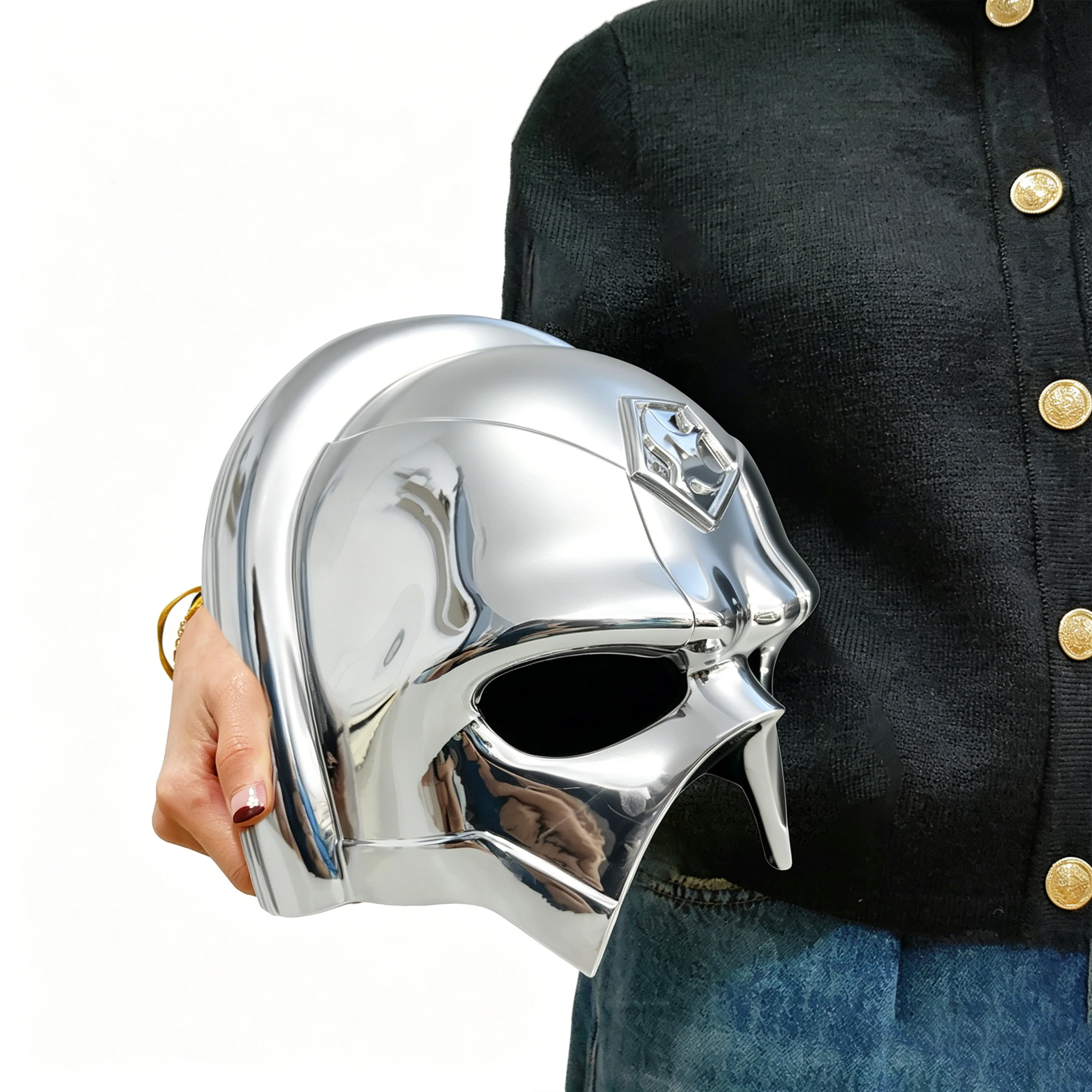 Peacemaker The Suicide Squad Helmet Chrome Plated Cosplay Mask DC Adult Wearable Armor Halloween Gift view 6