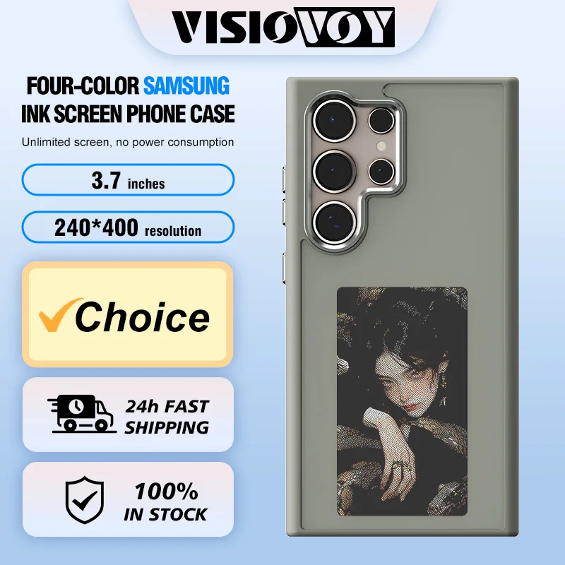 

For Samsung 4 Colors NFC E-ink Battery Free Screen Phone Cases Galaxy S24 S23 Ultra DIY Phone Covers Cartoon Girls Phone Fundas