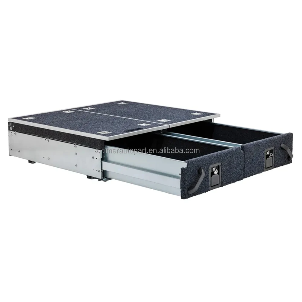 التخييم 4x4 الطرق الوعرة Ute انزلاق خارج صندوق الأدوات أوفرلاند GQ باترول Y61 تخزين البضائع نظام درج مزدوج مع قطع جانبية #6