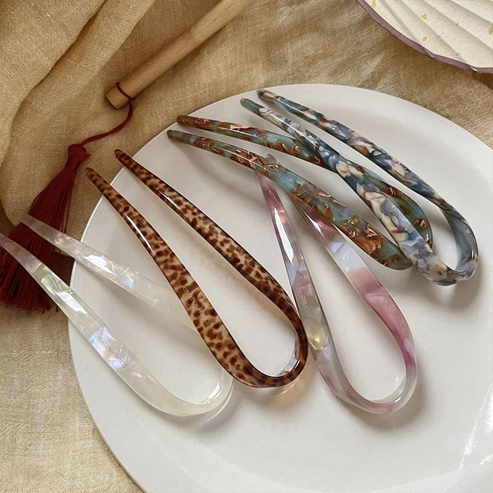 قطعة واحدة من مشبك شعر الأسيتات القديم على شكل حرف U للنساء، دبوس شعر أنيق على شكل ذيل حصان، إكسسوارات شعر عصرية للفتيات #5