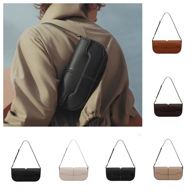 

2026 French Luxury Fashionable One Shoulder Underarm Handbag Cowhide Commuting Handbag Casual Simple French Stick Bag