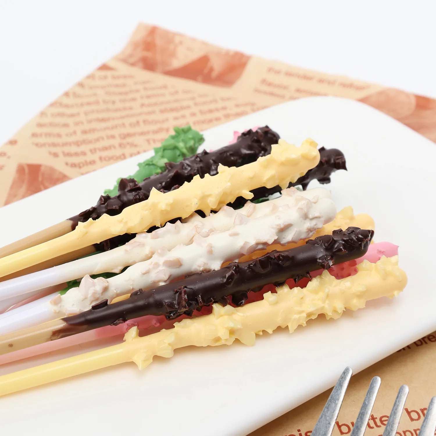 20PCS Simulation Chocolate Stick Fake Cookies Biscuits Model Photography Props Dessert Shop Display Ornament Sample Home Decor