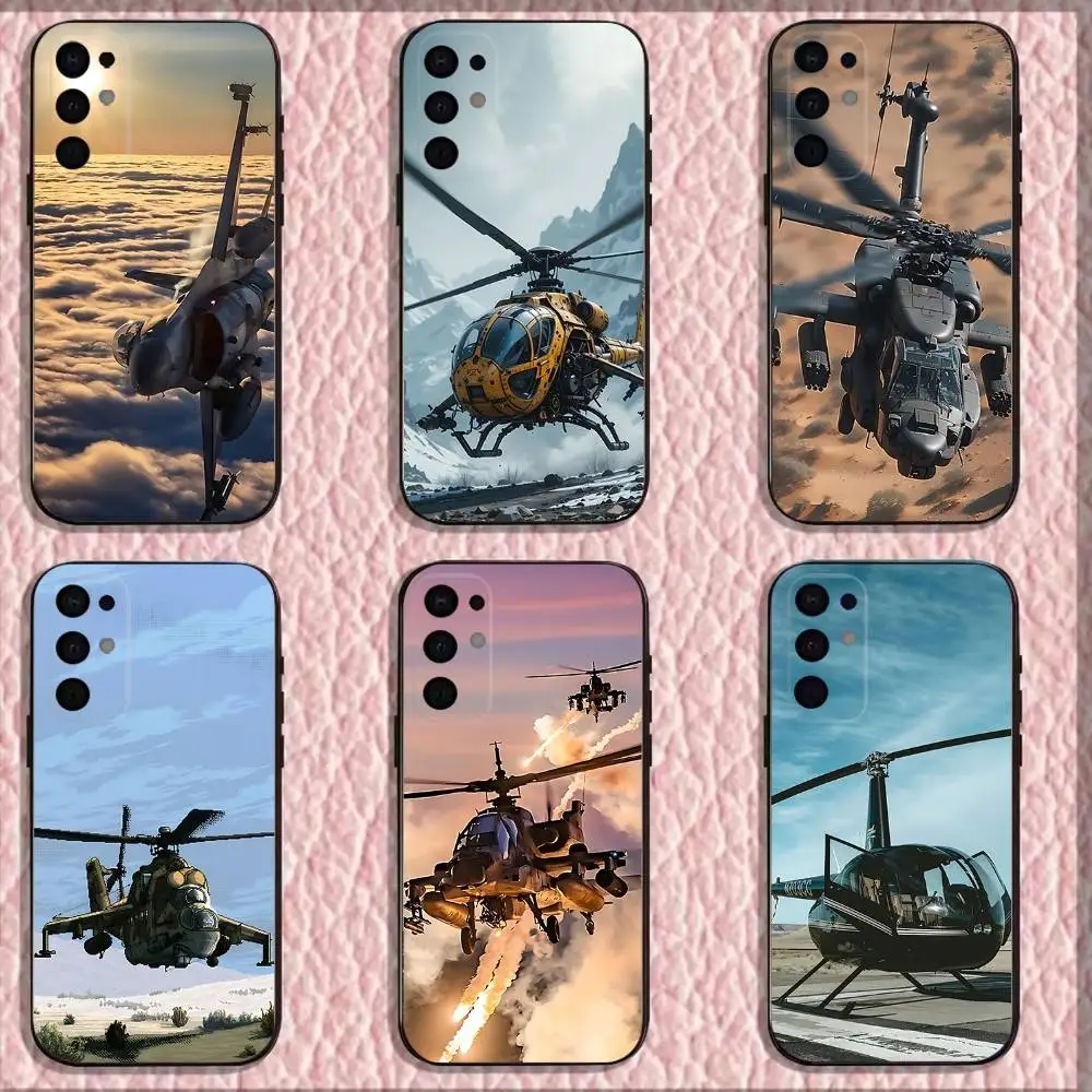 

Aircraft Helicopter Phone Case For Samsung S 25,24,23,22,30,21,10,9,Ultra,Plus,Lite,FE,4,5G Black Soft Case
