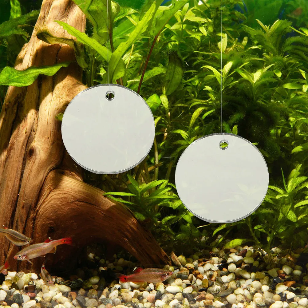 3Pcs Dual Side Betta Mirror Acrylic Fish Tank Mirror with Floating Ball for Betta Flaring Stimulation Training and Decorative