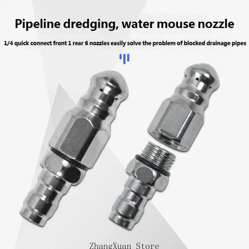 Edelstahl-Hochdruckdüse 1/4 Zoll. Schneller Anschluss von 1 vorderen und 6 hinteren Düsen 3XUF – Detail 4