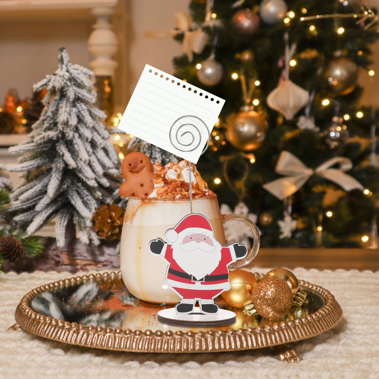 

12 Pcs Desktop Note Holder Christmas Card Claus Memo Table Clip Dining Room Business