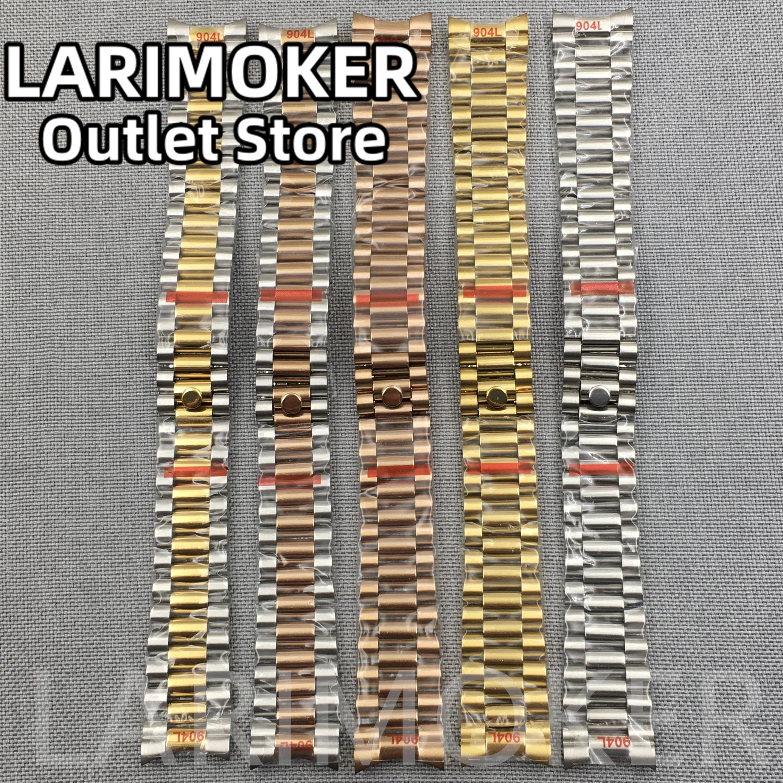 

LARIMOKER 20mm Gold Rose Gold Silver Watch Band Bracelet President Strap Links Deployment Clasp Solid Stainless Steel Replace