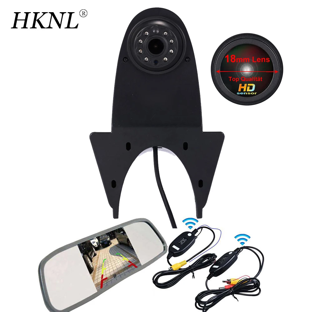 

HKNL 18MM HD lens Car Reverse Camera Mirror+2.4GHZ Wireless For Citroen Berlingo Jumper Jumpy Nemo Isuzu D-Max Dacia Brake light