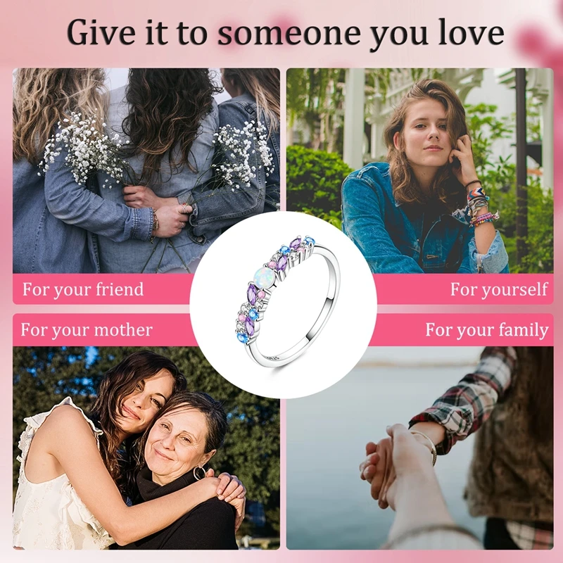 Original 925 Sterling Silver Sparkling Ice-Blue Purple Opal Ring For Women Girls Jewelry Birthday Anniversary Gifts image 6