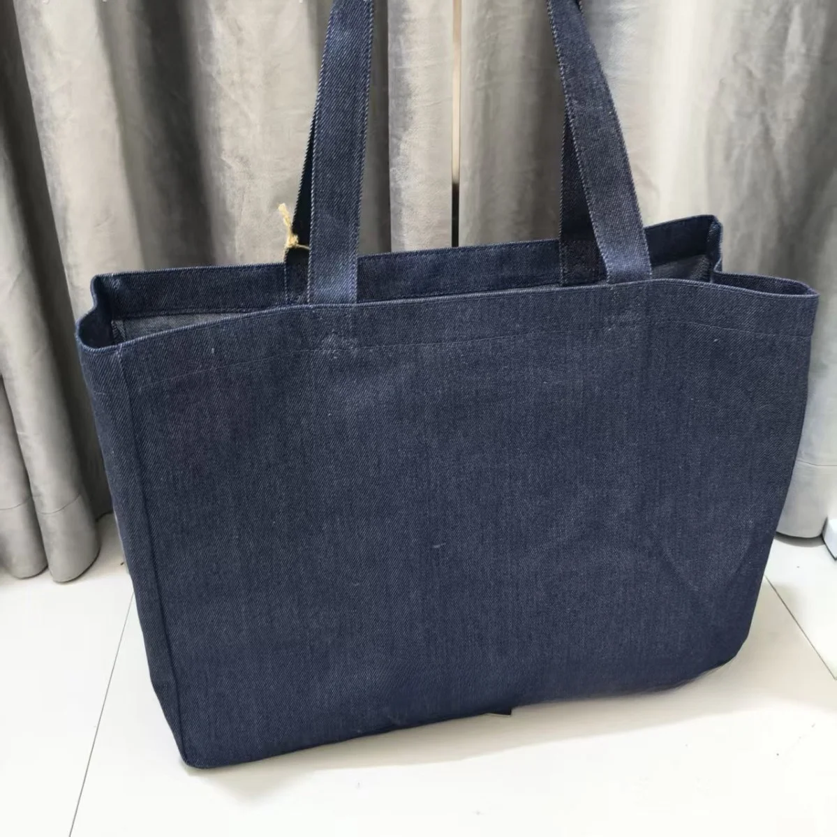 Unisex Denim Material Breathable Ultra-light Commuter Shoulder Bag Korean Style A.P.C. Mother-Child Print Soft Tote Bag