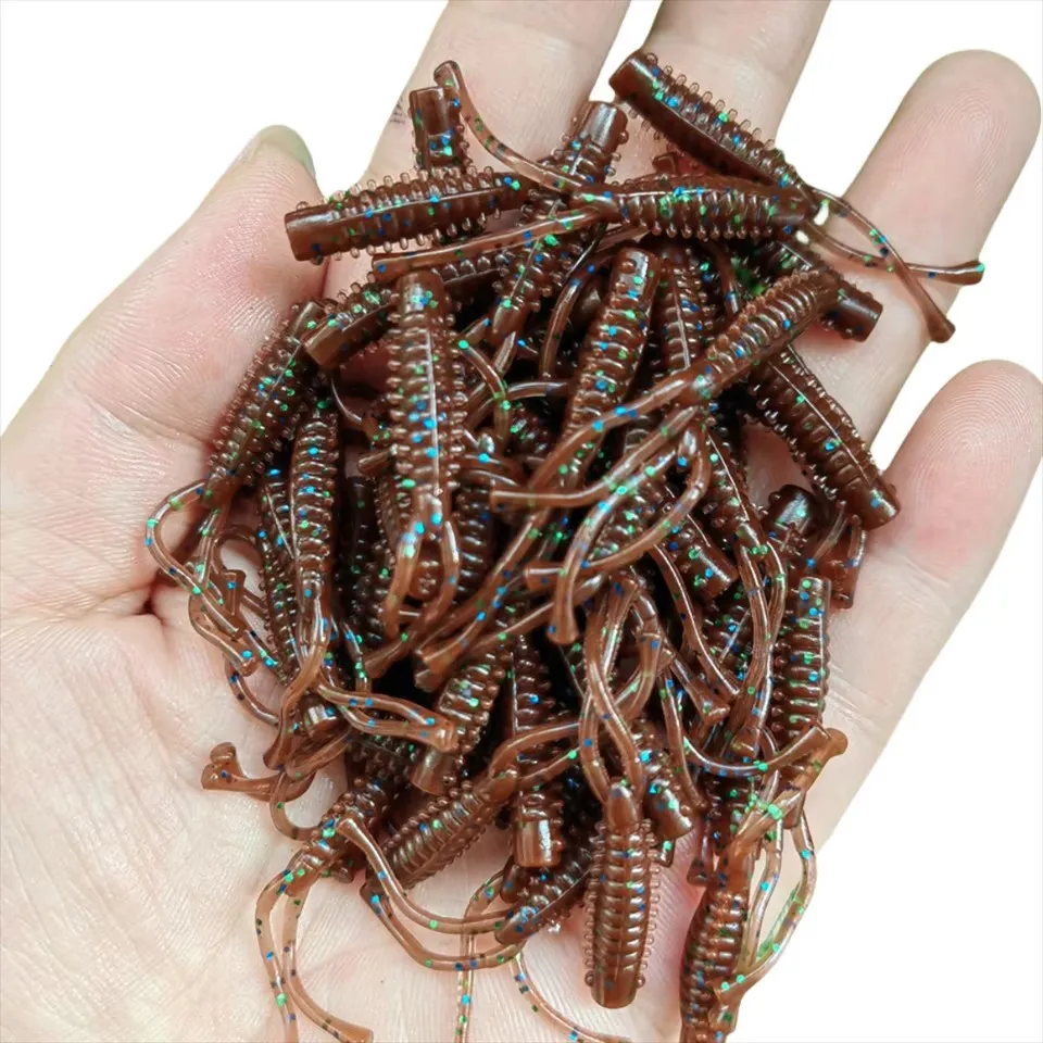 10PCS Micro Soft Fishing Lure 0.4g/40mm Rock Fishing Bait Soft Worm Wobbler Artificial Fishing Accessories