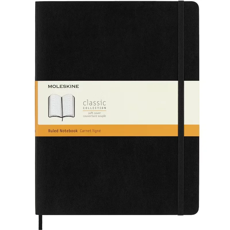 

Блокнот Moleskine Composition Notebook XL, мягкая обложка, черный: линованный блокнот, бумага без кислот, лента-закладка, эластичная застежка, 192 страницы