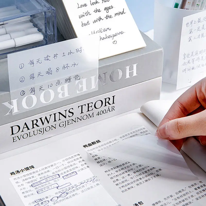 50Pcs Color Transparent Sticky Notes, High Simplicity Ins Waterproof Notes for Students/Office, Memopads Note Pad Stationery