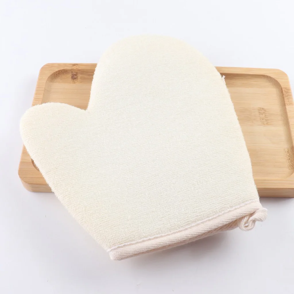 Premium Double-Sided Bathing Mitt - Rough Exfoliator & Gentle Terry Cloth – with Bamboo Draining Dish - Eco-friendly Skin Care view 4