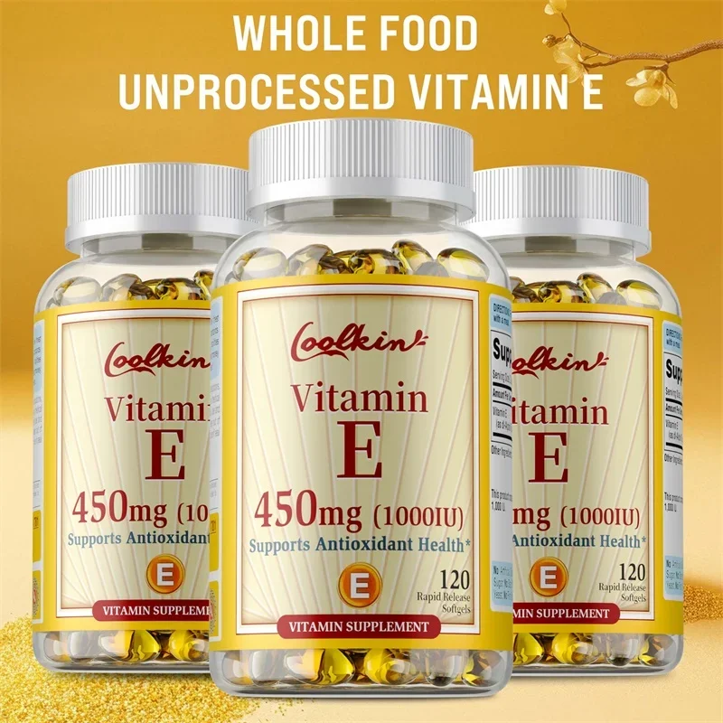 Natural Vitamin E Capsules - Brightens Skin, Tightens Skin, Reduce Wrinkles, Anti-aging, Antioxidant, Supports ImmuneSupplement