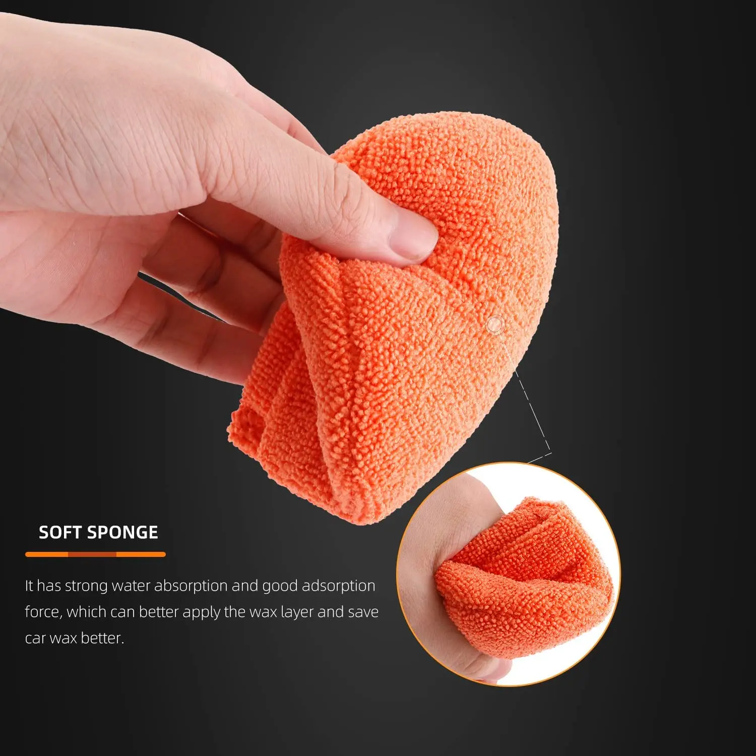 SPTA Soft Microfiber Car Wax Applicator Mitts-1 PACK, Wax Foam Applicator Pad For Apply and Remove Wax Car Cleaning Pad