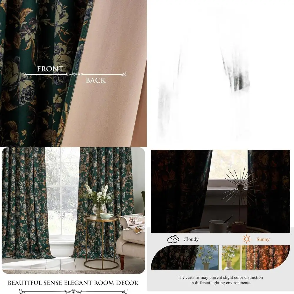 

Роскошные зеленые бархатные шторы с цветочным узором, 90 см (Ш) x 90 см (Д), с утепленным карманом для карниза, комплект из 2 панелей для спальни и раздвижных дверей