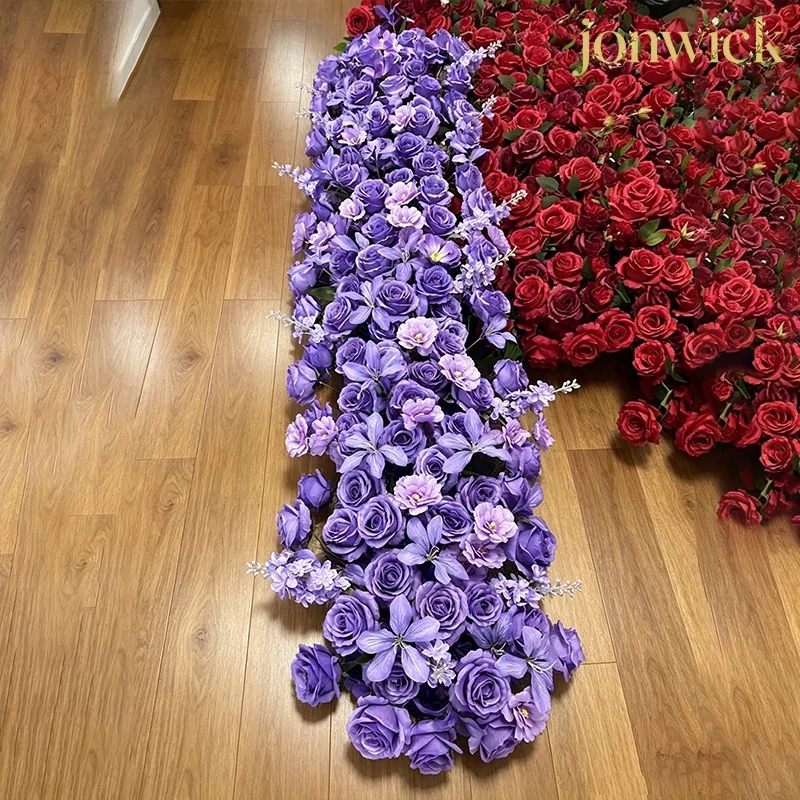 Hochzeits-Hintergrund, Tischläufer, Boden-Blumenbogen, lange Blumenreihe, Bogen-Dekoration, hängende Blumenreihe, Bankett-Blumenstreifen 200CM 100CM – Detail 6