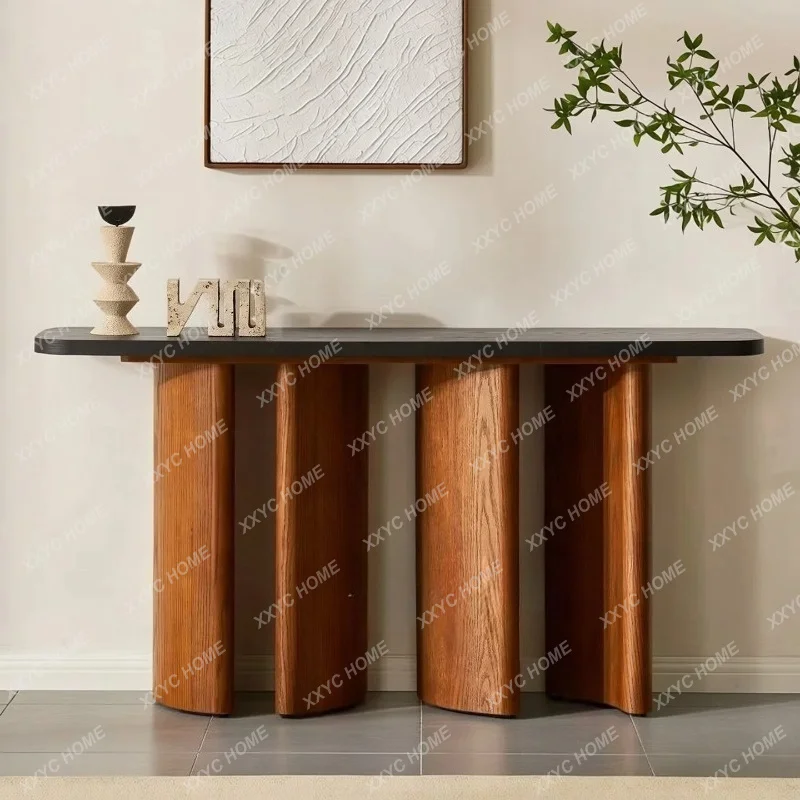 XX simple luxury solid wood living room entrance Taichung antique hotel corridor against the wall strip table