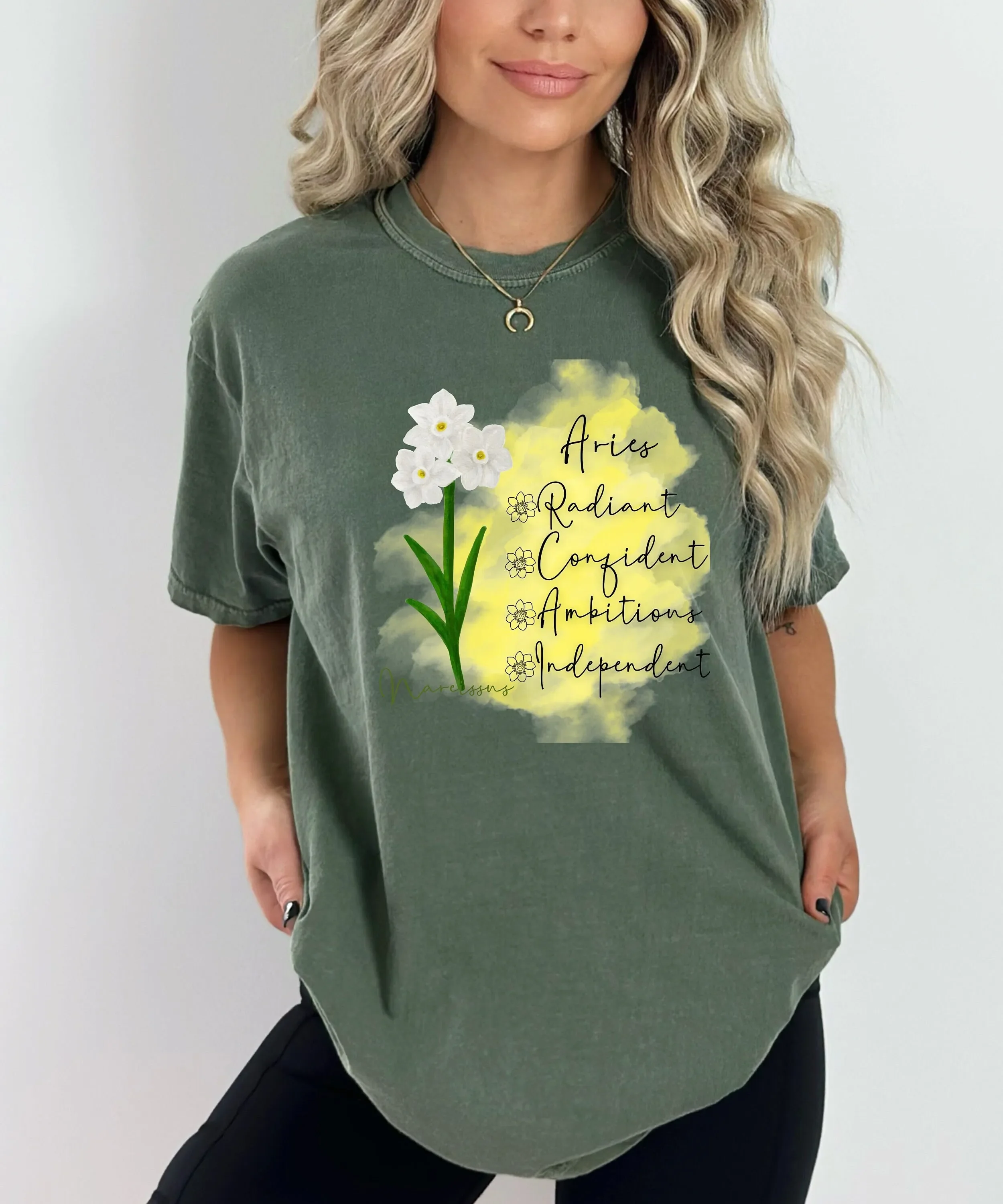 Aries Birth Flower T Shirt gift for her birthday Comfort colors