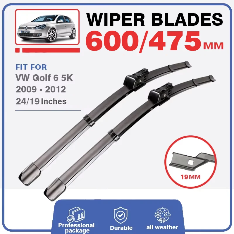 Set For VW Golf 6 Golf6 MK6 VI 2009 - 2012 5K Front Rear Wiper Blades Wagon GTI R GTD Windscreen Windshield Window 24\