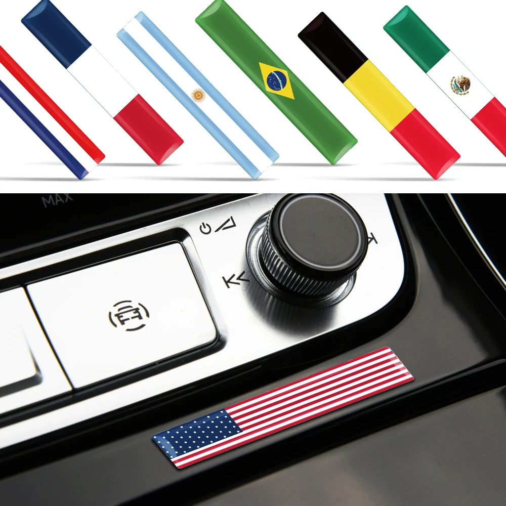 10PCS For UK Belgium Brazil Germany Russia Spain Japan France Saudi Arabia 3D Epoxy Car National Flag Badge Sticker Accessories