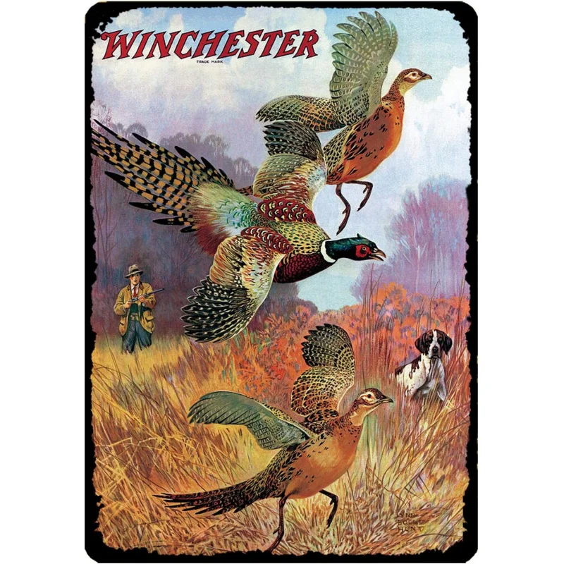 Vintage Metal Sign Pheasants on The Rise Winchester Firearm Hunting Hunter for Home Bar Pub Kitchen Garage Restaurant