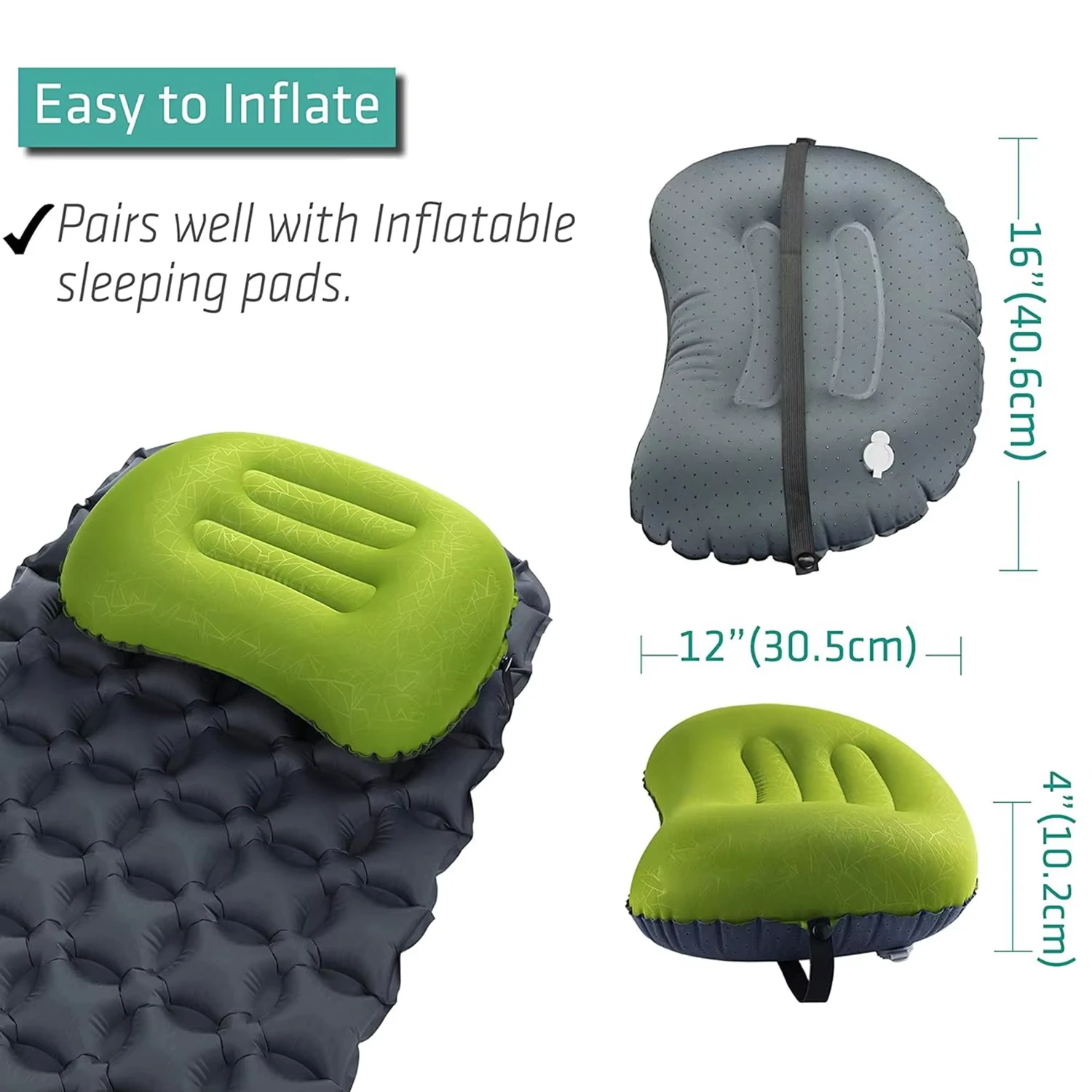Camping Travel Ultralight Inflatable Pillow Compact Ergonomic Inflating Pillows for Neck Lumbar Support Camp Hiking Backpacking