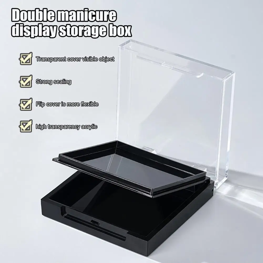 Acrylic Nail Display Box Double Layer Press on Nails Packaging Box Transparent Lid Nail Tips Storage Case False Nail Holder