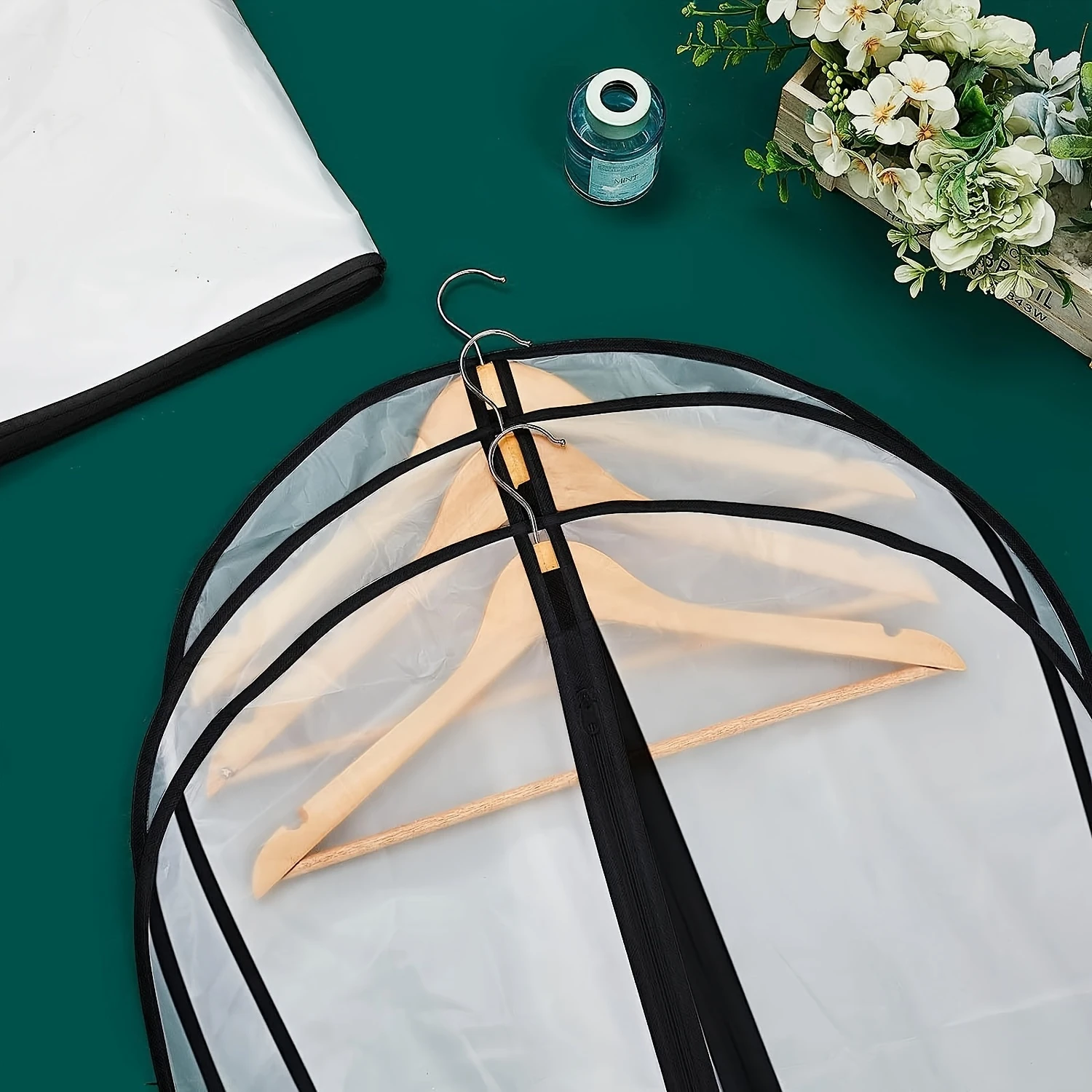 10 sacos transparentes da capa de poeira do vestido dos pces com zíper, sacos plásticos dos roupas pendurados para o terno, vestido, casaco, ga portátil à prova de poeira