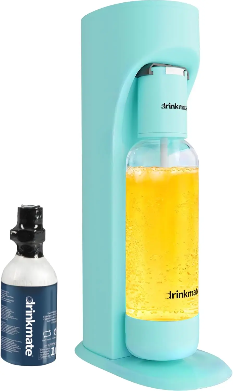 OmniFizz Sparkling Water and Soda Maker, Carbonates Any Drink, with 3oz CO2 Test Cylinder (Arctic Blue)