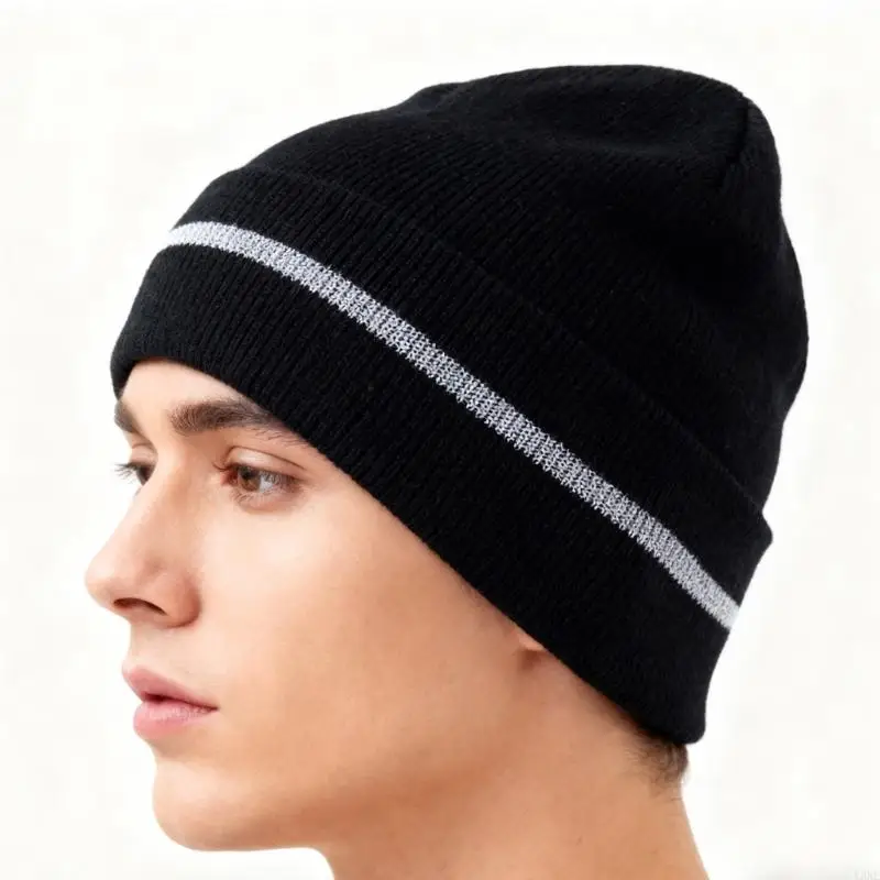 Y3NE قبعة صغيرة من الأكريليك ذات حافة ملفوفة عاكسة للطقس البارد ناعمة للاستخدام اليومي