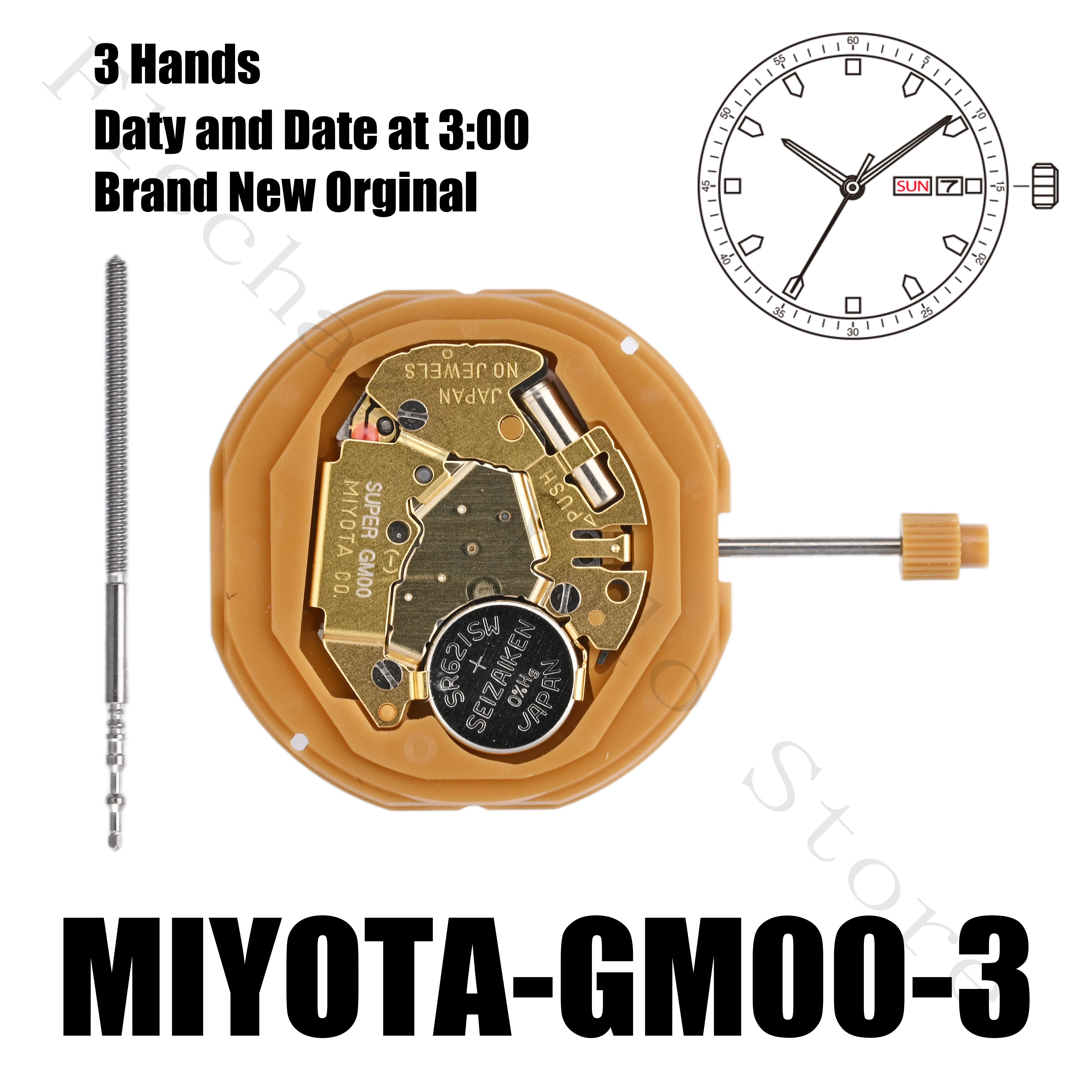 GM00 Movement MIYOTA GM00 Movement Day and Date Display At 3:00