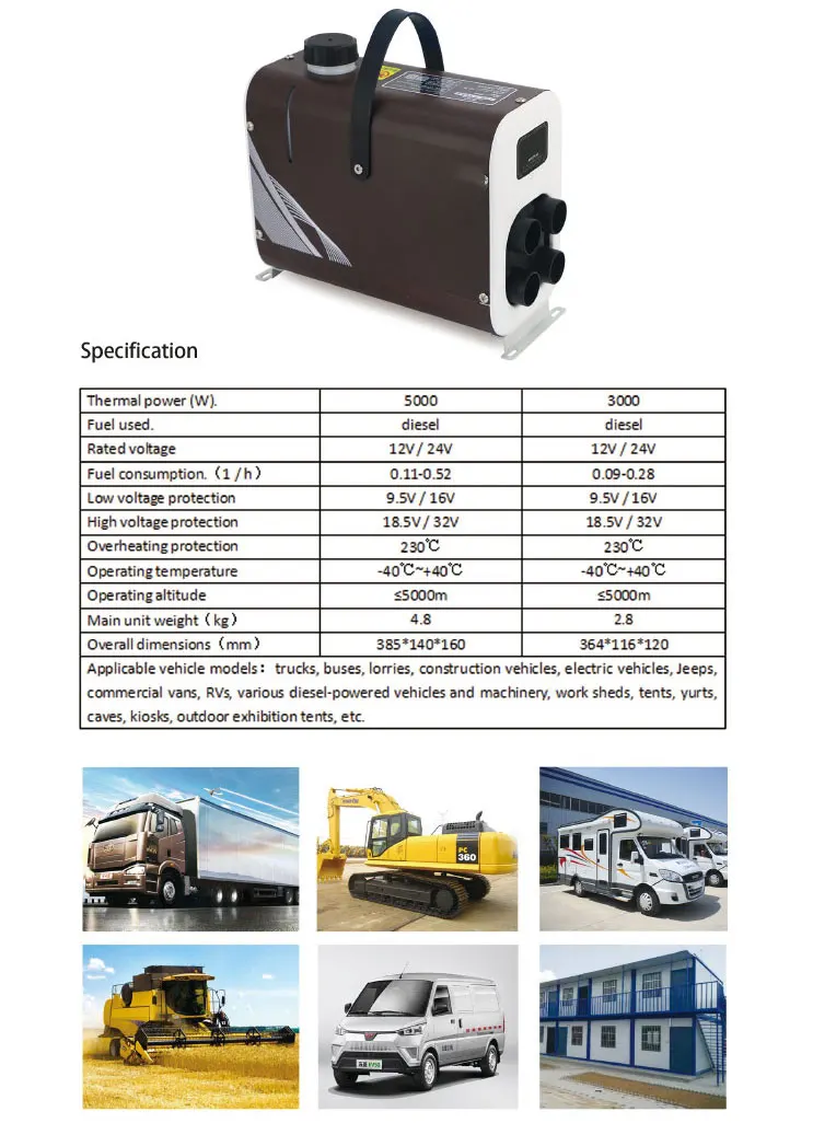 سخان هواء ديزل 12 فولت، طقم سخان ركن السيارة الأساسي مع السلامة الأساسية لاستخدام الشاحنة والخيمة #5