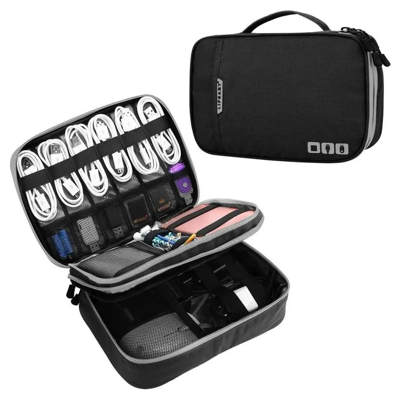 Sac de voyage portable multifonction pour homme et femme, sac de rangement pour câble d'alimentation mobile numérique, clé USB technologique