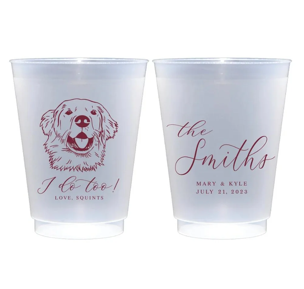 Personalized Frosted Plastic Cups, Pet Wedding Favors, Custom Pet Wedding